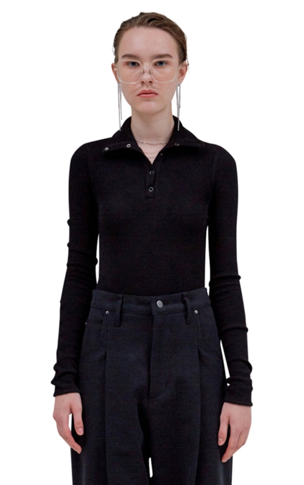 レイブレス(LABELESS)  BLACK SNAP COLLAR BODYSUIT