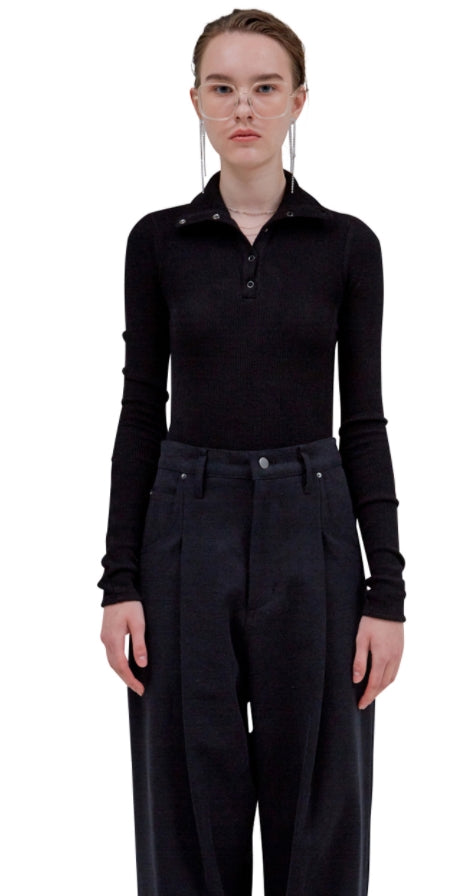 レイブレス(LABELESS)  BLACK SNAP COLLAR BODYSUIT