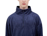 レイブレス(LABELESS)  NAVY CORDED SUEDE HALF ZIP UP