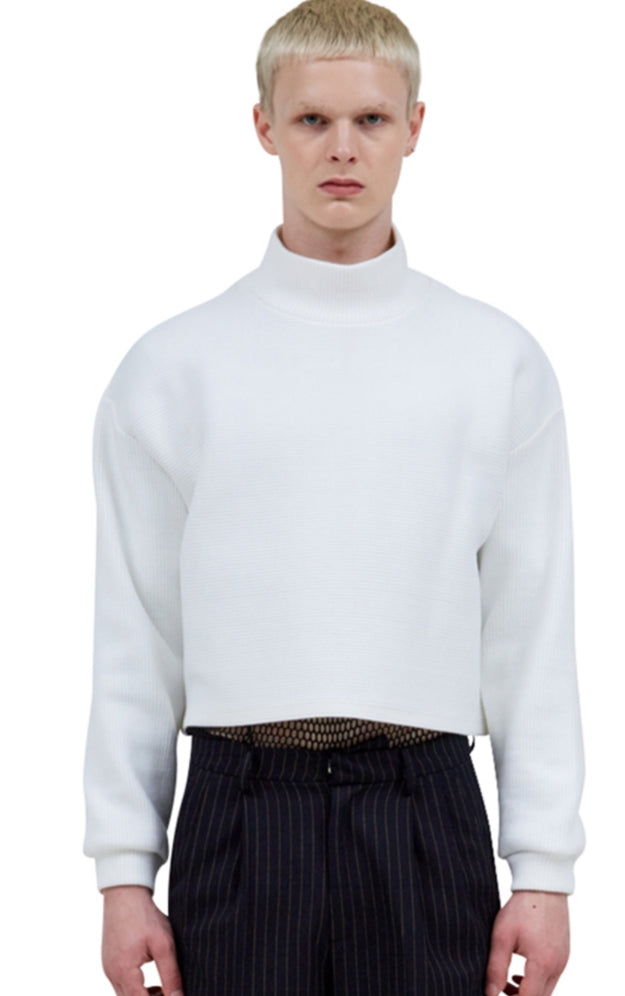 レイブレス(LABELESS)  WHITE CROP KNIT