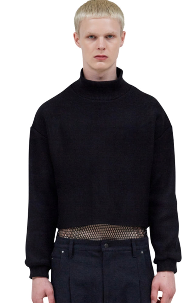 レイブレス(LABELESS)  BLACK CROP KNIT