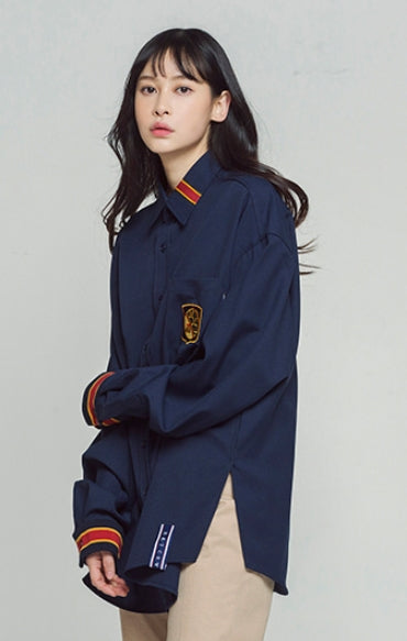 ロマンティッククラウン(ROMANTIC CROWN)   STRIPED CUFFS SHIRT_NAVY