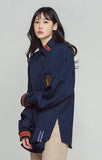 ロマンティッククラウン(ROMANTIC CROWN)   STRIPED CUFFS SHIRT_NAVY