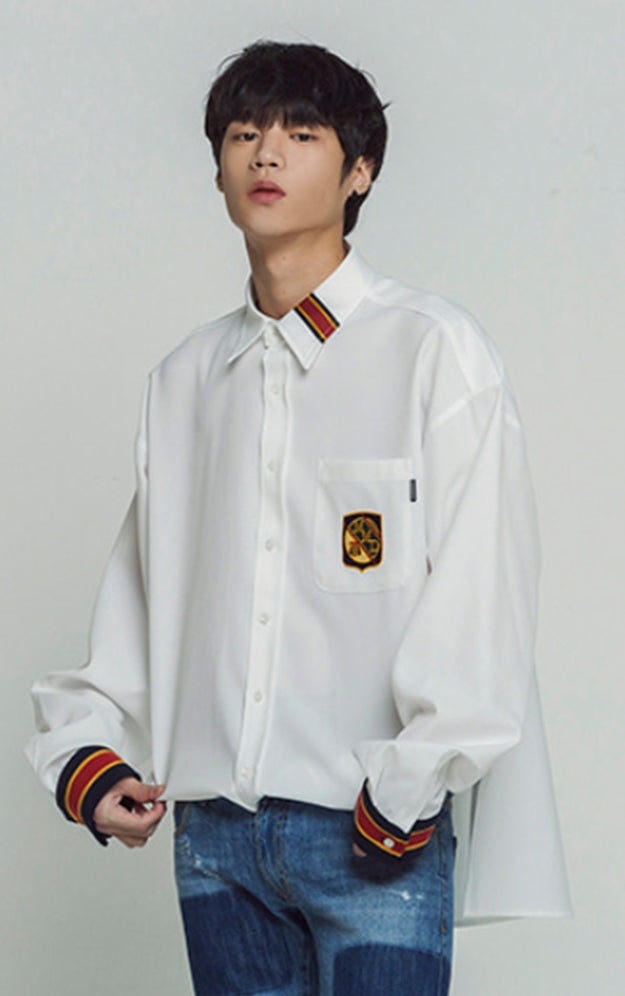 ロマンティッククラウン(ROMANTIC CROWN) STRIPED CUFFS SHIRT_WHITE