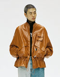 アジョバイアジョ（AJOBYAJO)  Fake Leather Fisherman String Jacket [Camel]