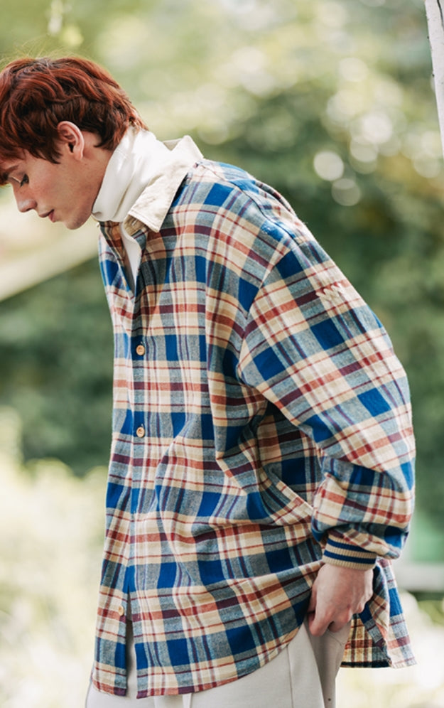 ダブルユーブイプロジェクト(WV PROJECT) MOCHA BALLOON CHECK SHIRTS BEIGE MJLS7414