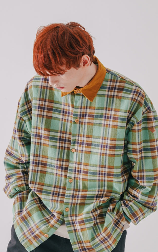 ダブルユーブイプロジェクト(WV PROJECT) MOCHA BALLOON CHECK SHIRTS CAMEL MJLS7414