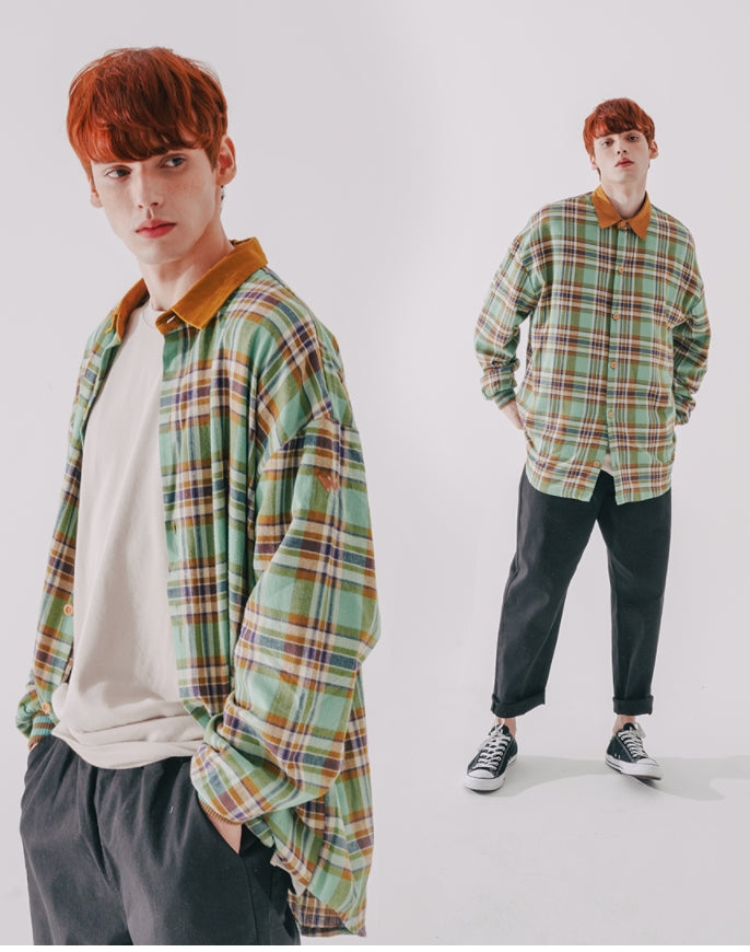 ダブルユーブイプロジェクト(WV PROJECT) MOCHA BALLOON CHECK SHIRTS CAMEL MJLS7414