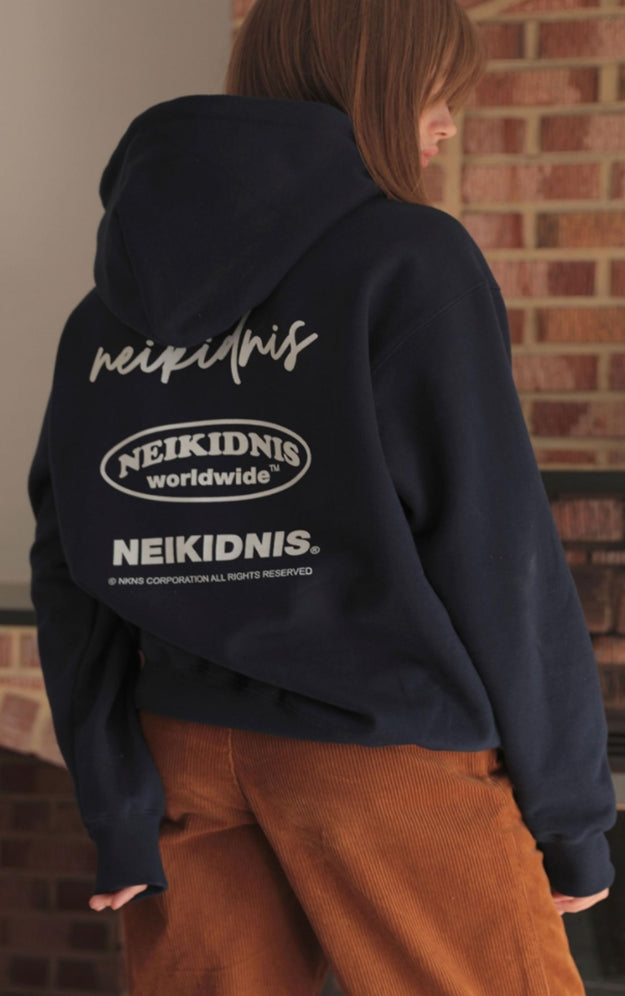 ネイキドニス(NEIKIDNIS) MULTI LOGO HOODIE / NAVY