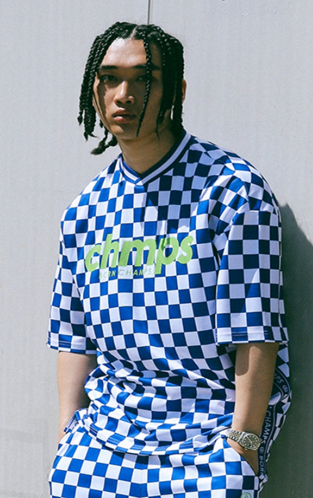 ボーンチャンプス(BORN CHAMPS)　BC-R CHECK TEE BLUE CEQBMTS10BL