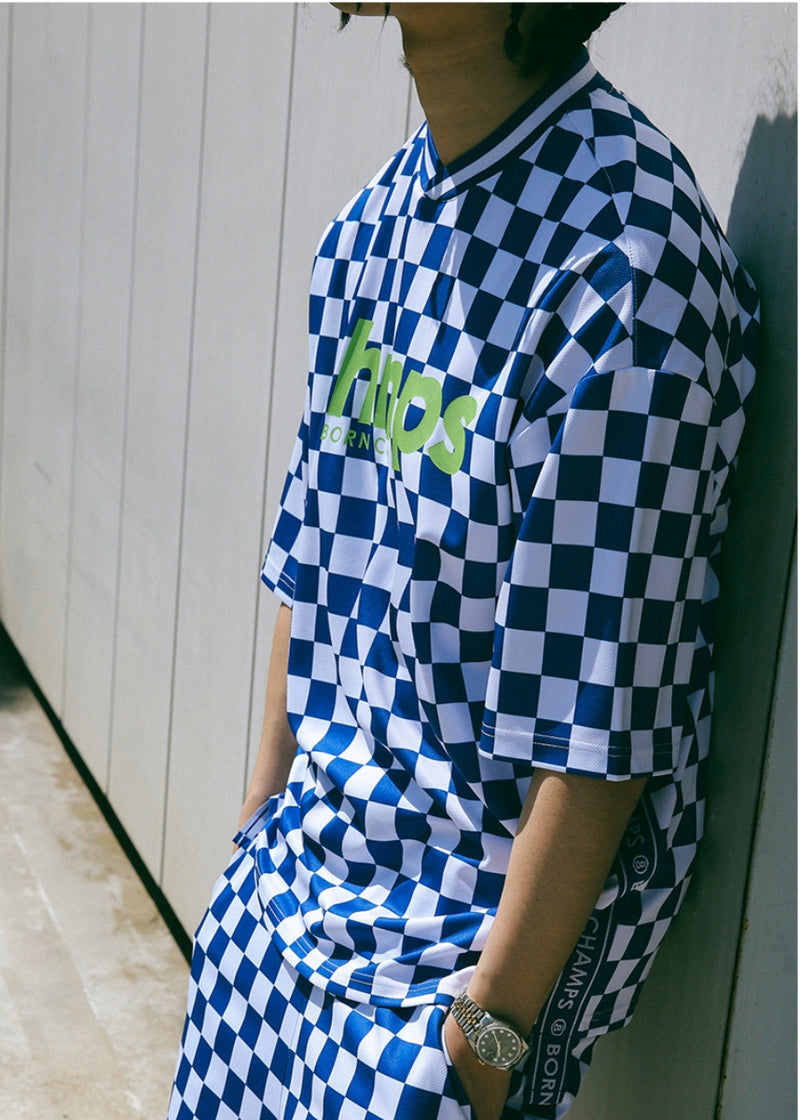 ボーンチャンプス(BORN CHAMPS)　BC-R CHECK TEE BLUE CEQBMTS10BL