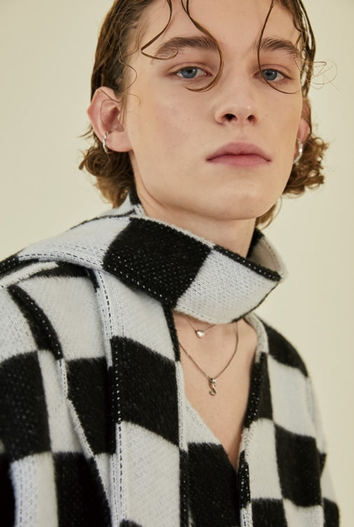 イーエスシースタジオ(ESC STUDIO)  Chess muffler cardigan