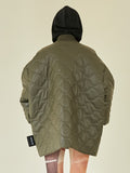 イーエスシースタジオ(ESC STUDIO)  Leather quilted jumper (khaki)