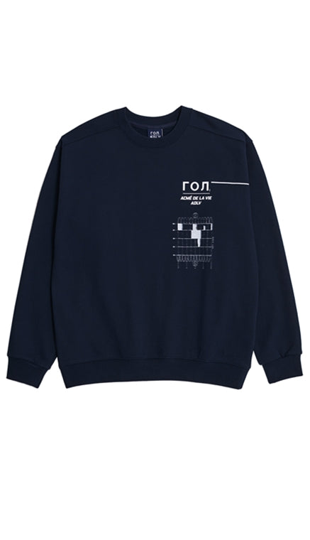 アクメドラビ(acme' de la vie)  LOG X ADLV SPACE MEMORY SWEAT SHIRT NAVY