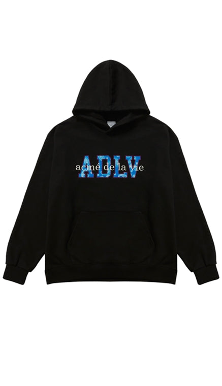 アクメドラビ(acme' de la vie)  PAISLEY LOGO EMBROIDERY HOODIE BLACK