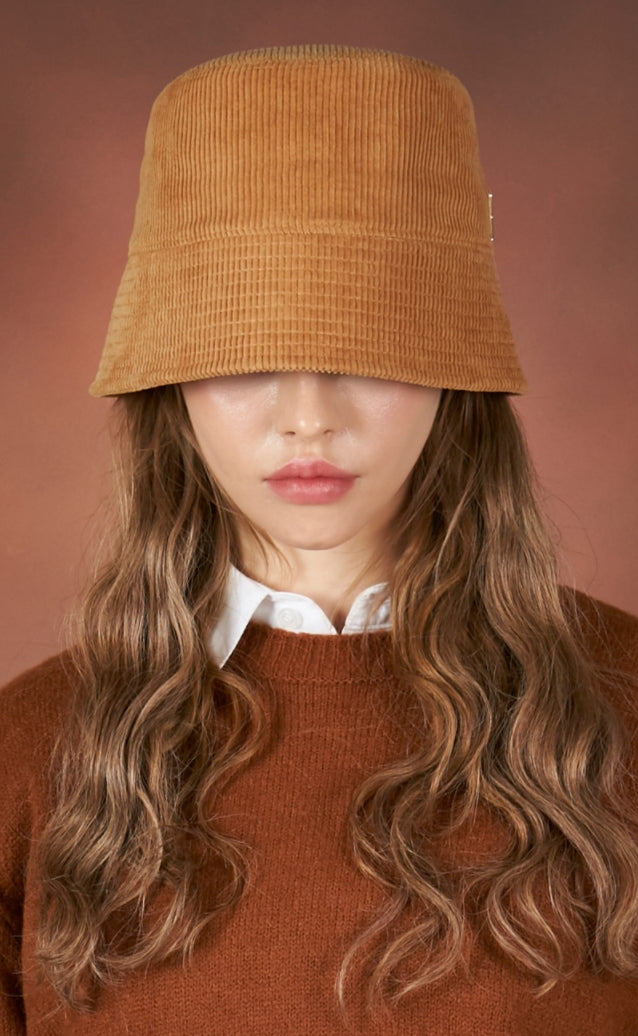 VARZAR(バザール) Corduroy stud drop bucket hat brown