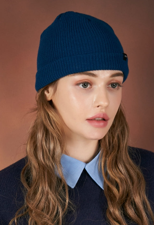 VARZAR(バザール) Minimalist label beanie blue