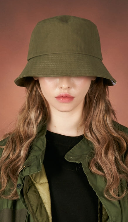 VARZAR(バザール) Herringbone label bucket hat khaki