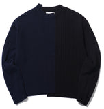 ORDINARY PEOPLE(オーディナリーピープル)    COLOR-TEXTURE MIXED NAVY&BLACK SWEATER