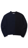 ORDINARY PEOPLE(オーディナリーピープル)    COLOR-TEXTURE MIXED NAVY&BLACK SWEATER