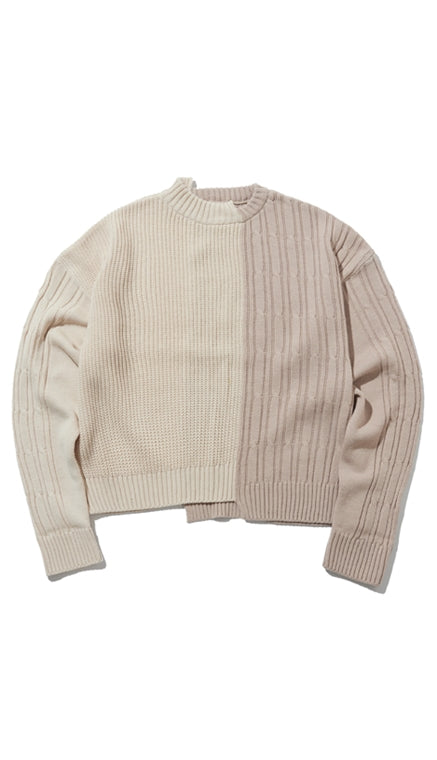 ORDINARY PEOPLE(オーディナリーピープル)     COLOR-TEXTURE MIXED IVORY&BEIGE SWEATER