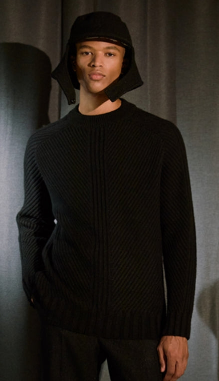 ORDINARY PEOPLE(オーディナリーピープル)    BLACK MULTI STRIPE SWEATER