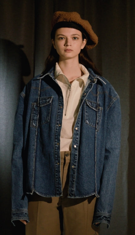 ORDINARY PEOPLE(オーディナリーピープル)  ORDINARY UNBALANCED VINTAGE BLUE DENIM SHIRTS