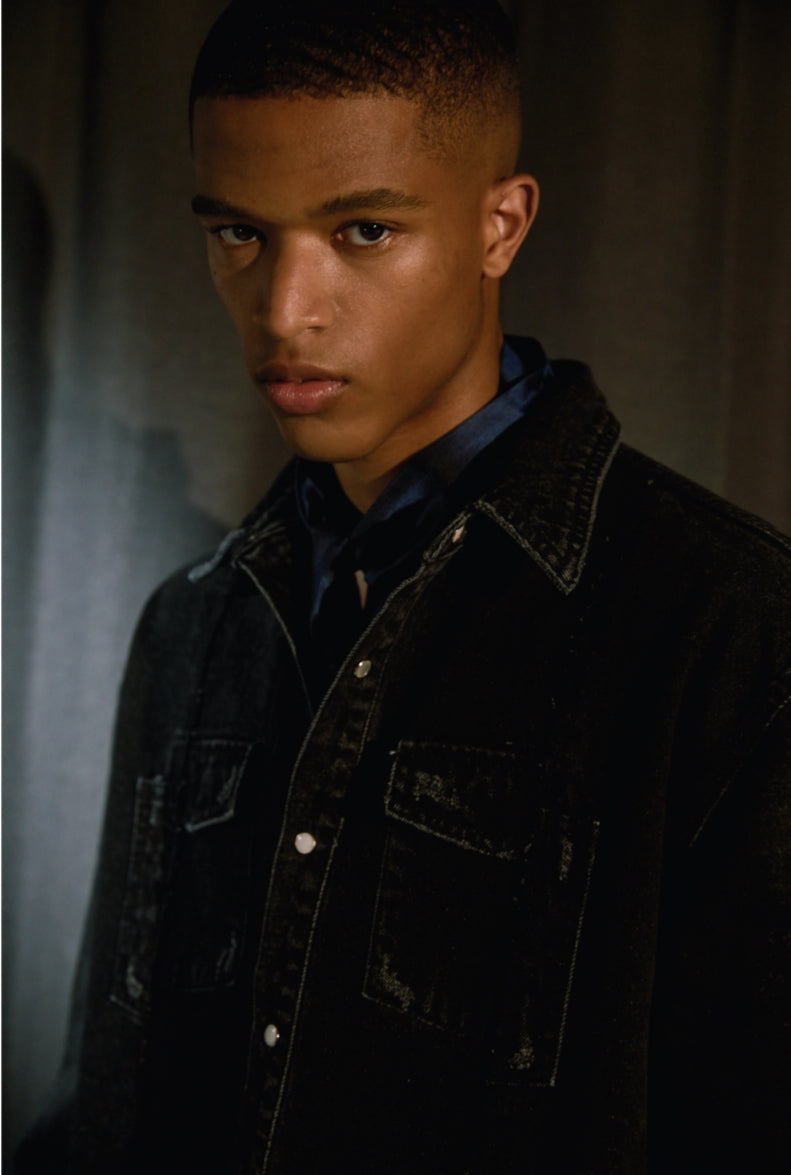 ORDINARY PEOPLE(オーディナリーピープル)  ORDINARY UNBALANCED VINTAGE BLACK DENIM SHIRTS