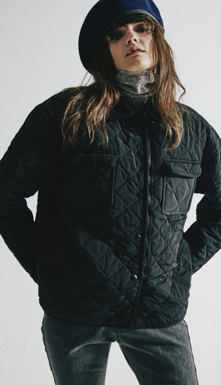 ORDINARY PEOPLE(オーディナリーピープル)  CORDUROY COLLAR BLACK QUILTING JACKET