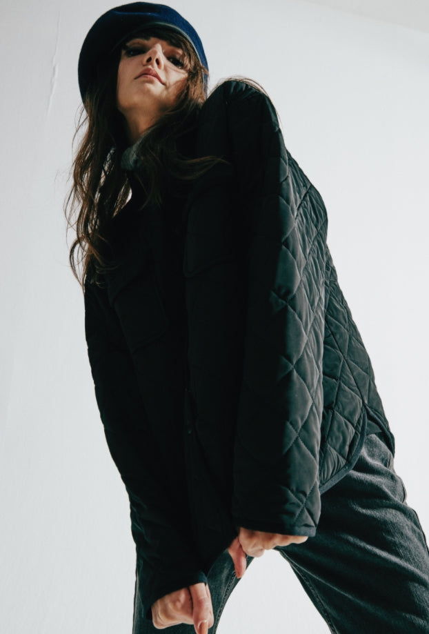 ORDINARY PEOPLE(オーディナリーピープル)  CORDUROY COLLAR BLACK QUILTING JACKET