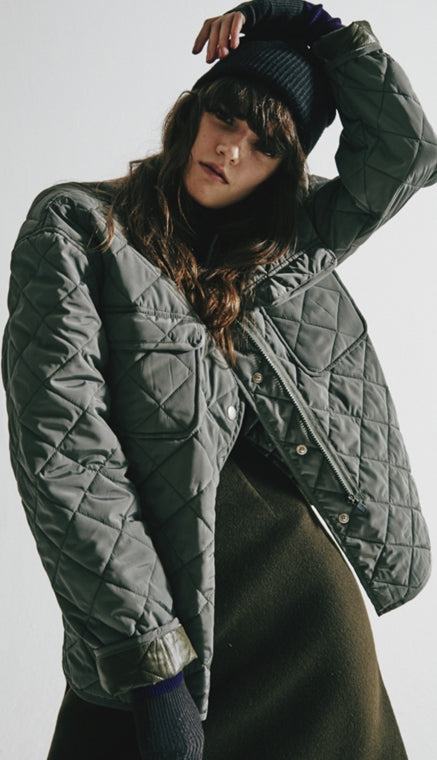 ORDINARY PEOPLE(オーディナリーピープル)   CORDUROY COLLAR KHAKI QUILTING JACKET