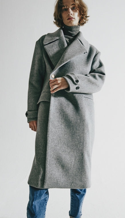 ORDINARY PEOPLE(オーディナリーピープル)   ORDINARY OVERSIZE GREY DOUBLE COAT