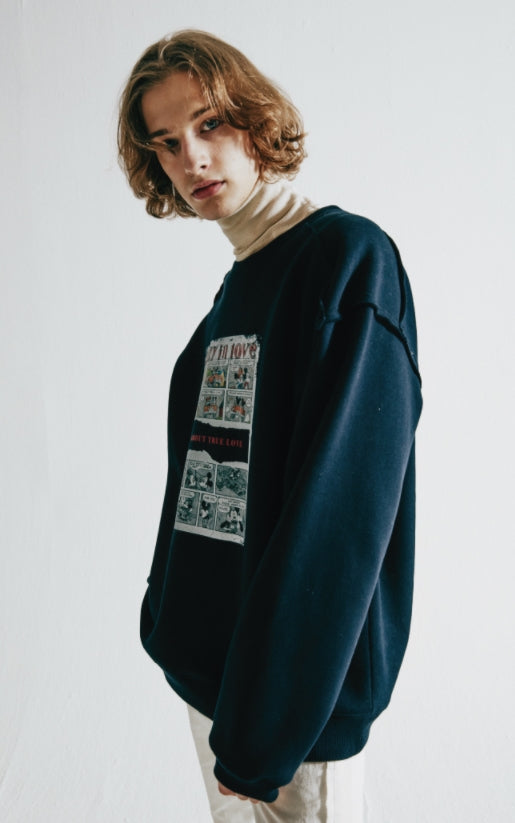 ORDINARY PEOPLE(オーディナリーピープル)    MICKEY AND MINNIE CARTOON NAVY SWEATSHIRTS