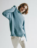 ORDINARY PEOPLE(オーディナリーピープル) STRIPE DETAIL POINT BLUE SWEATER
