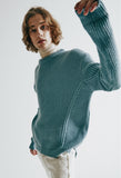 ORDINARY PEOPLE(オーディナリーピープル) STRIPE DETAIL POINT BLUE SWEATER
