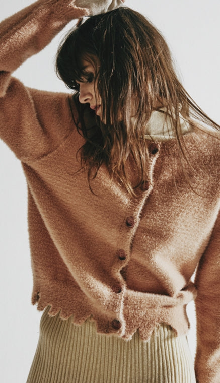 ORDINARY PEOPLE(オーディナリーピープル) DESTROYED PINK CARDIGAN