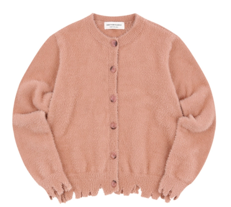 ORDINARY PEOPLE(オーディナリーピープル) DESTROYED PINK CARDIGAN