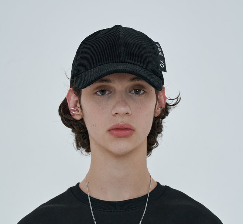 オーワイ(OY) 	CORDUROY POINT LOGO CAP-BLACK