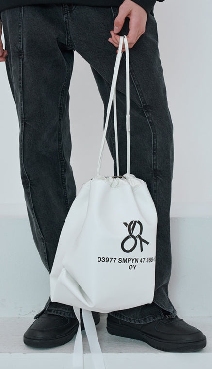 オーワイ(OY) 	WEAVE LOGO BUCKET BAG-WHITE
