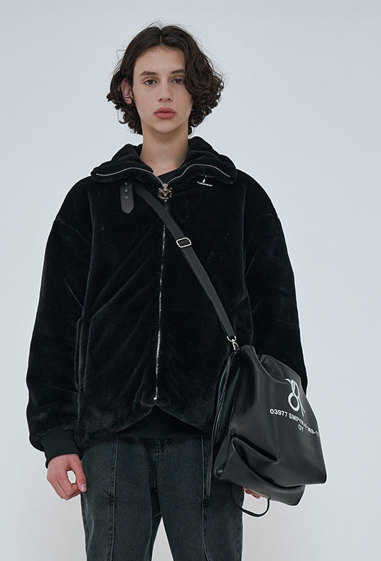 オーワイ(OY) 	WEAVE LOGO BUCKET BAG-BLACK