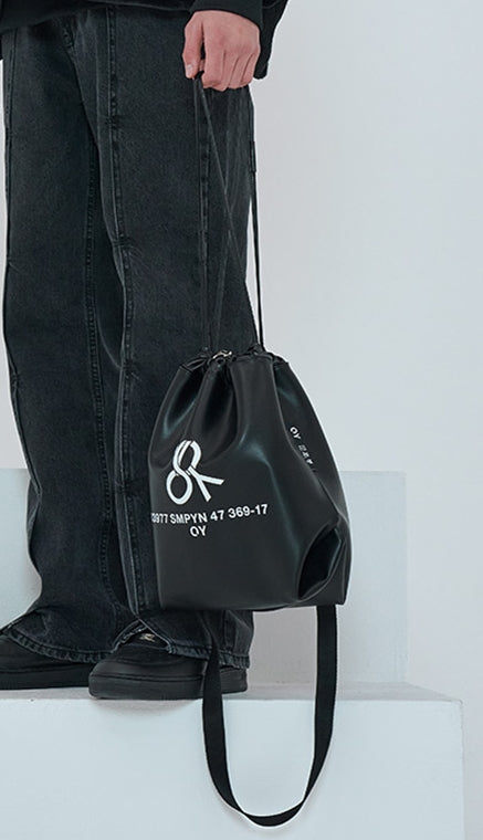 オーワイ(OY) 	WEAVE LOGO BUCKET BAG-BLACK