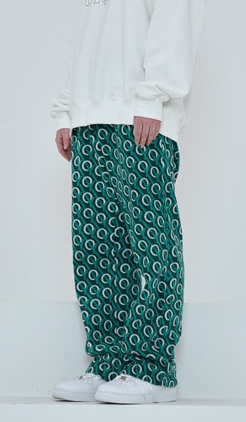 オーワイ(OY) MONOGRAM FLEECE PANTS-GREEN