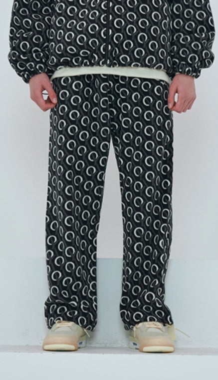 オーワイ(OY) MONOGRAM FLEECE PANTS-BLACK
