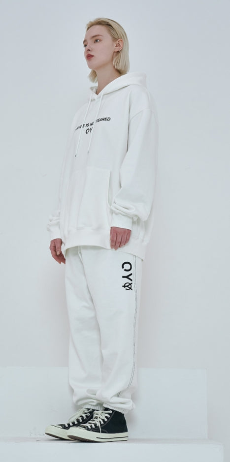 オーワイ(OY) STITCH LOGO SWEAT PANTS-WHITE