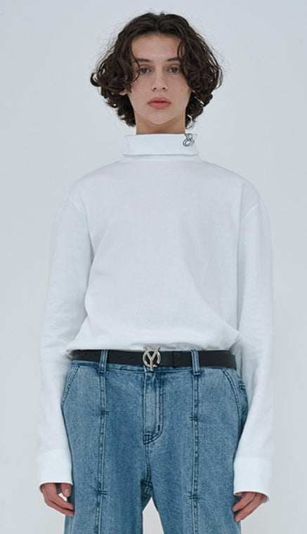 オーワイ(OY)  WEAVE LOGO POLA T-WHITE