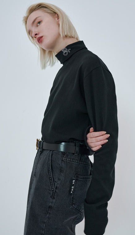 オーワイ(OY)  WEAVE LOGO POLA T-BLACK