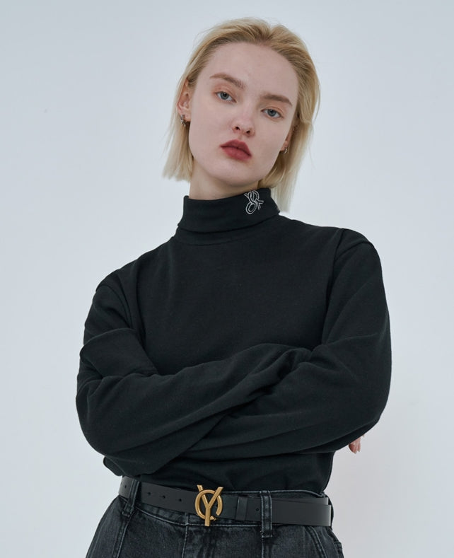 オーワイ(OY)  WEAVE LOGO POLA T-BLACK