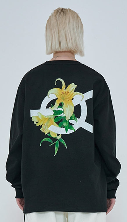 オーワイ(OY)  FLOWER LOGO SLEEVE T-BLACK