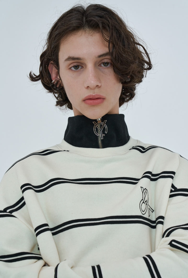 オーワイ(OY)  STRIPE ZIPPER POLA MTM-IVORY