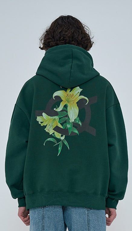 オーワイ(OY) FLOWER LOGO HOODIE-GREEN